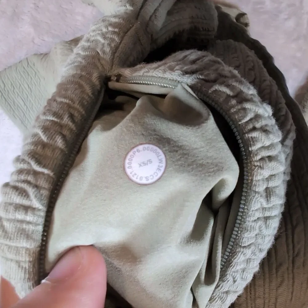 Lululemon‎ Textured Half Zip Pullover Womens Small / XS Green Cinch Hem Cropped